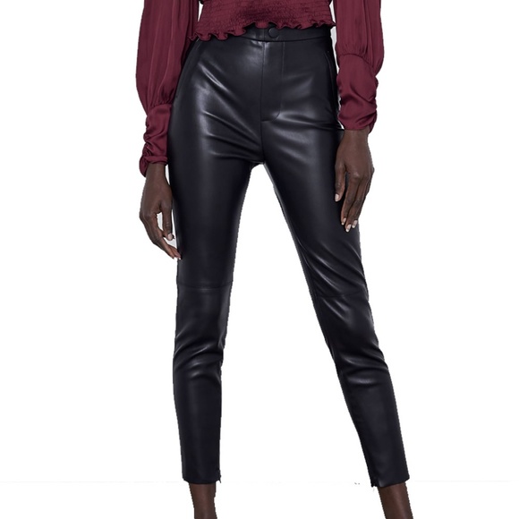 zara faux leather pants